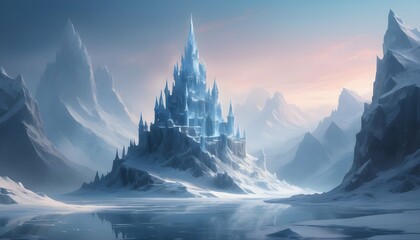 A crystalline castle rising from the frozen landsc upscaled_3