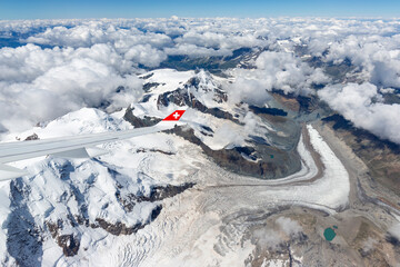 Aletsch Glacier as seen from aircraft window