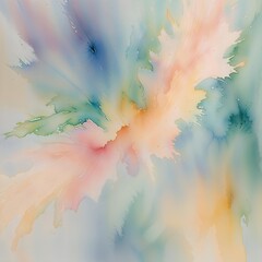 Abstract watercolor background with a soft blend of pastel colors including blue, pink, yellow, and green. 