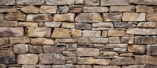 Fototapeta premium An old building s wall surface with stone texture provides an ideal backdrop for a copy space image