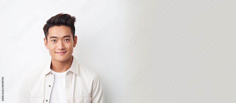 Poster young asian man posing in a studio with a white background the image offers ample copy space