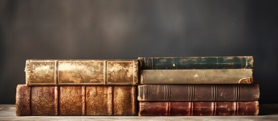The covers of vintage books with aged textured paper Perfect for a copy space image