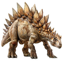 Fototapeta premium A realistic drawing of a dinosaur, looks like a cross between a stegosaurus and a triceratops