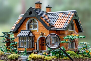 Magnifying Glass Over Miniature Toy House