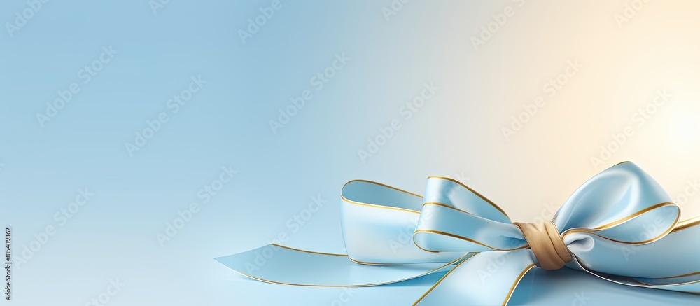 Poster Light blue background adorned with a beautiful golden ribbon leaving ample copy space for text