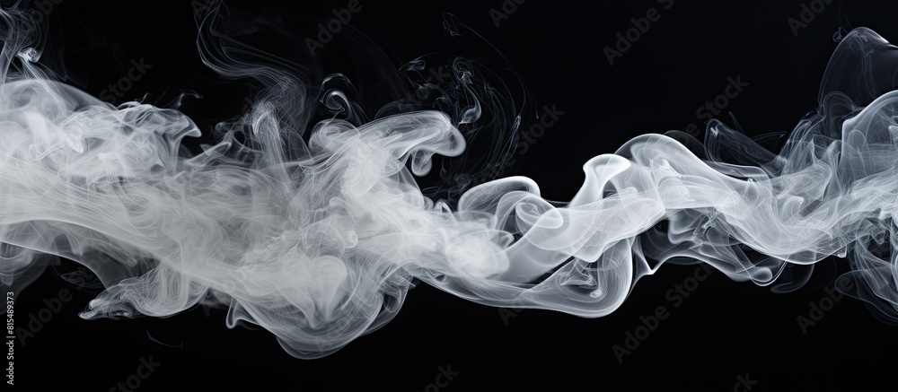 Poster a copy space image displaying white steam gracefully rising against a contrasting black backdrop