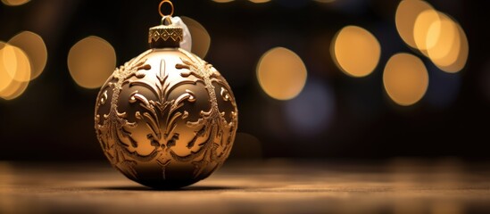 Christmas ornament created at home featuring a design and decoration unique to the maker s personal style with ample copy space image