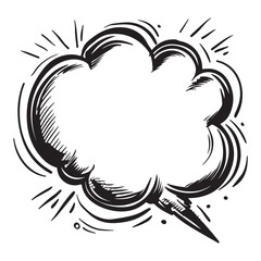 Simple sketch logo icon of cartoon speech bubble, black vector illustration on white background