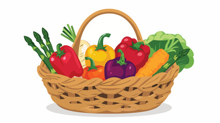 Vegetables basket illustration over white style