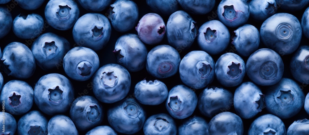 Aufkleber a vibrant background of fresh juicy blueberries arranged in a flat lay view with plenty of copy spac
