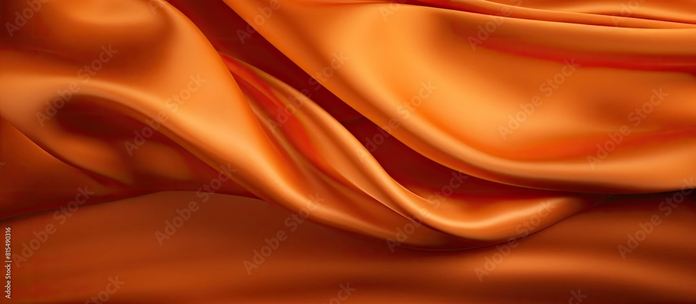 Poster an expensive luxury fabric in a rich orange color with a velvet texture set against a background tha
