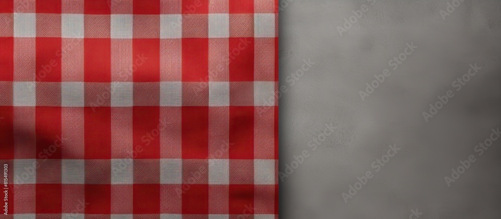 Poster A festive background with a red checked pattern on a gray textured surface providing space for copying images. Creative banner. Copyspace image