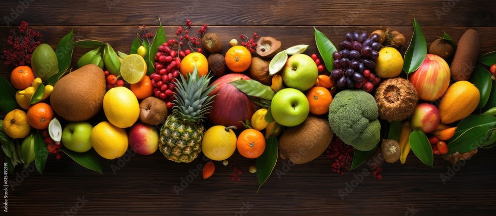 Leinwandbilder a selection of freshly picked tropical fruits including mango tamarind avocado and rambutan displaye