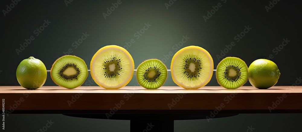 Aufkleber the table showcases an arrangement of kiwi and lemon rings providing a captivating copy space image