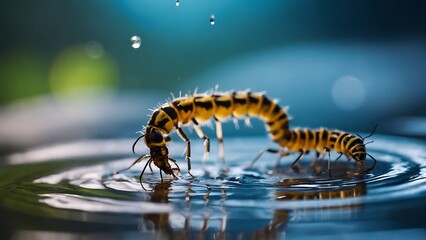 Insects on the surface of the water