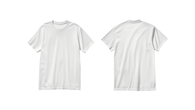 White tshirts pack front and back view isolated transparent background