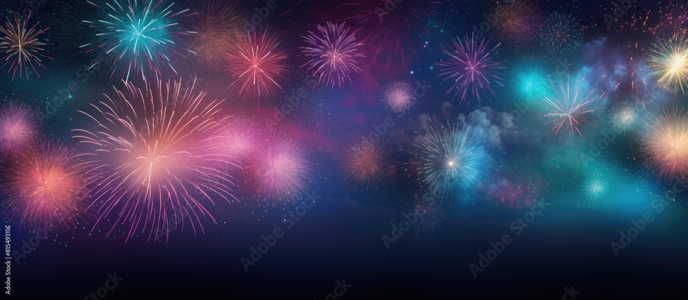 Fototapete a colorful firework backdrop with copy space for text