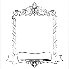 ribbon frame with ornament vector illustration