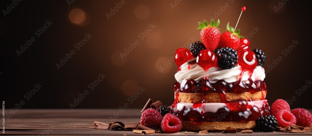 Poster delicious cake with copy space image