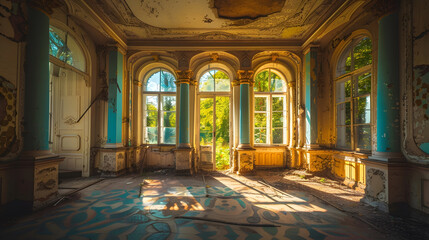 Obraz premium Old abandoned forgotten historical mansion Former Philipov manor Moscow region : Generative AI