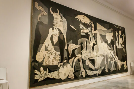 Painting Guernica, 1937 by Pablo Picasso in Queen Sofia National Museum Art Centre, Madrid, Spain