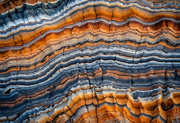Stunning stratified layers of rock in a myriad of colors, illustrating the beautiful natural patterning and geological time