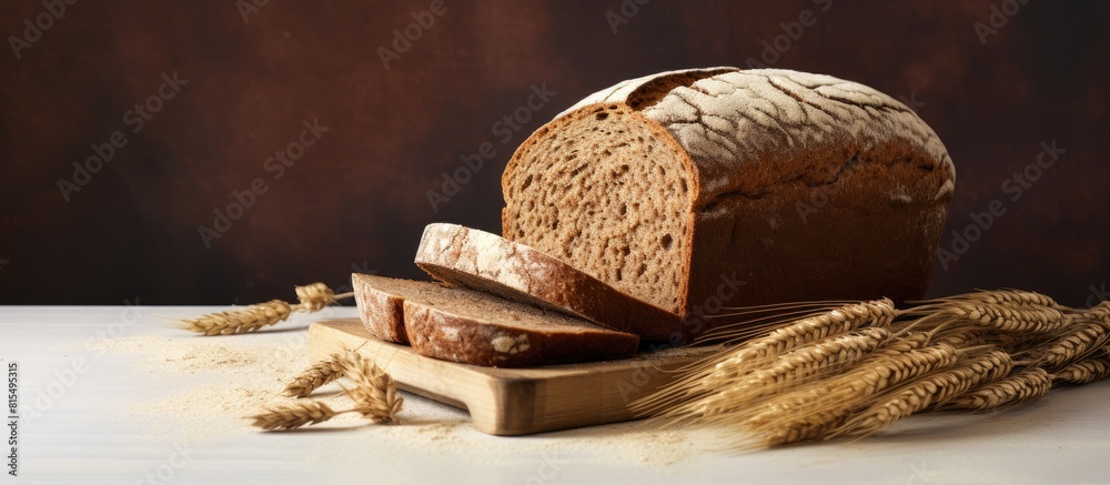 Poster A copy space image of rye bread with grains on a white canvas backdrop