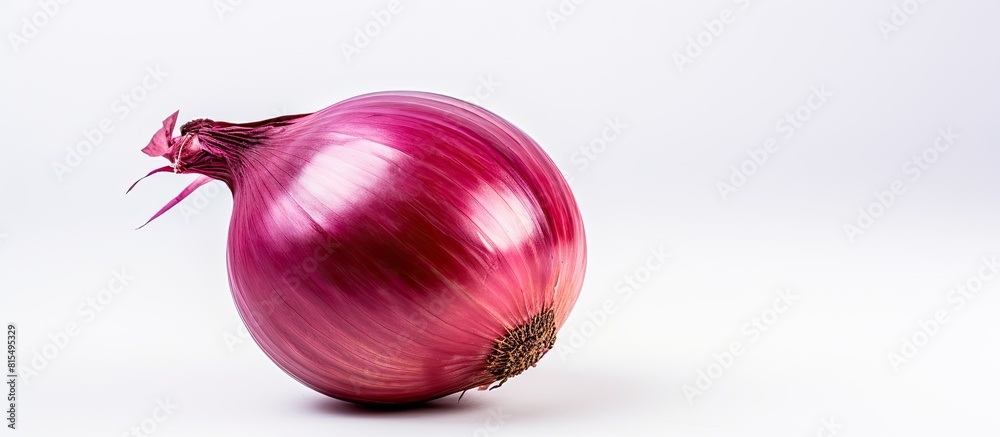 Sticker A red onion stands alone on a white background in this copy space image