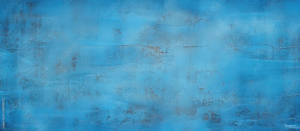 Aufkleber close up of a blue painted metal wall fragment providing a textured background for a captivating cop