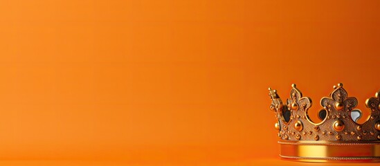Image with a vibrant orange background adorned with traditional King s Day accessories Copy space image