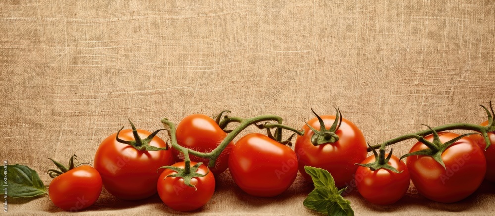 Aufkleber Copy space image of tomatoes on a burlap branch ready for your own text
