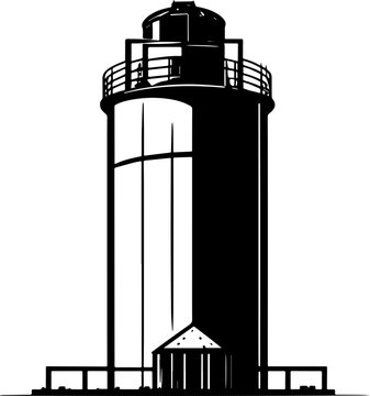 recommend clip art: Rural barn storage or grain silo silhouette icon isolated on white background
