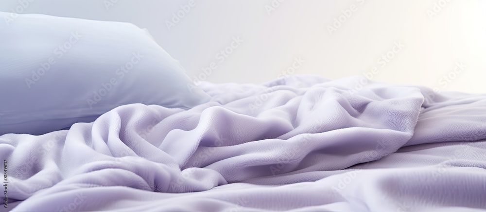 Poster soft fluffy light violet periwinkle blanket on a white cotton texture background ample copy space im