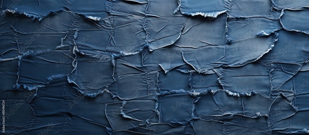 Poster the image showcases the rugged texture of ripped denim jeans with a blank space for copy. creative b