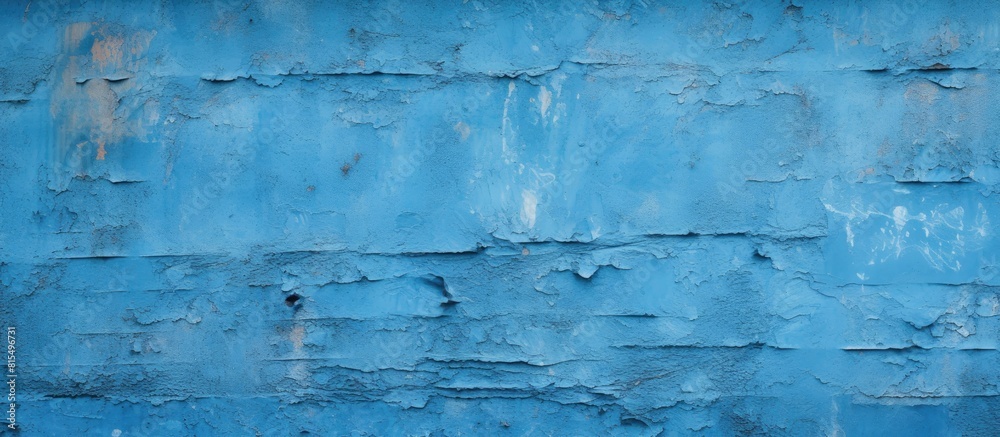 Aufkleber close up of a blue painted metal wall fragment providing a textured background for a captivating cop