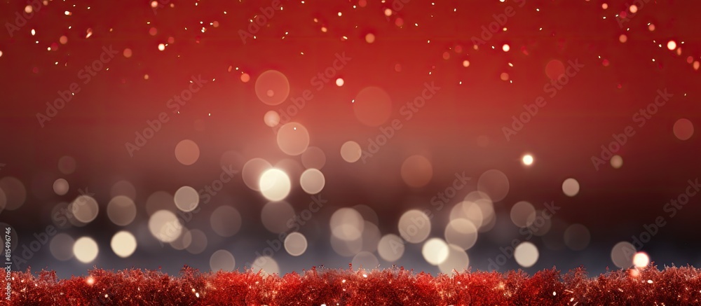 Aufkleber A festive Christmas card featuring sparkling bokeh lights on a red canvas background with a winter holiday theme and a cheerful New Year message Image with copy space