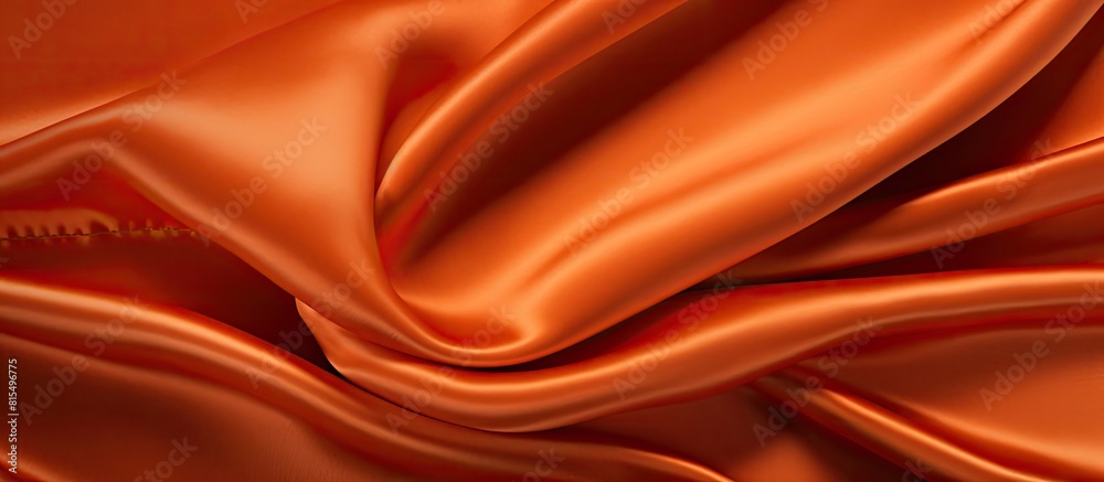 Poster an expensive luxury fabric in a rich orange color with a velvet texture set against a background tha