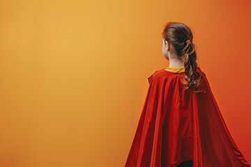 Naklejka premium Little girl wearing a cape