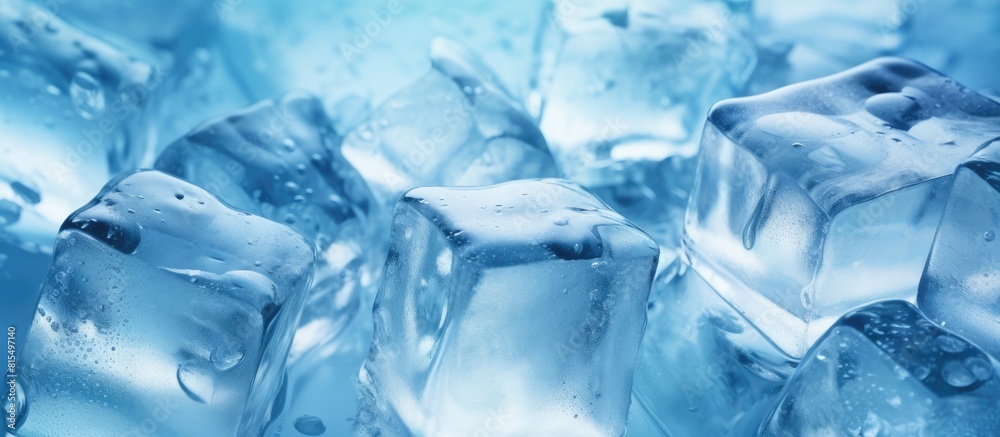 Aufkleber A light blue background sets the stage for crystal clear ice cubes in this copy space image creating a color tone effect