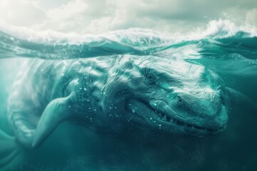 Fototapeta premium A large monster is swimming in the ocean