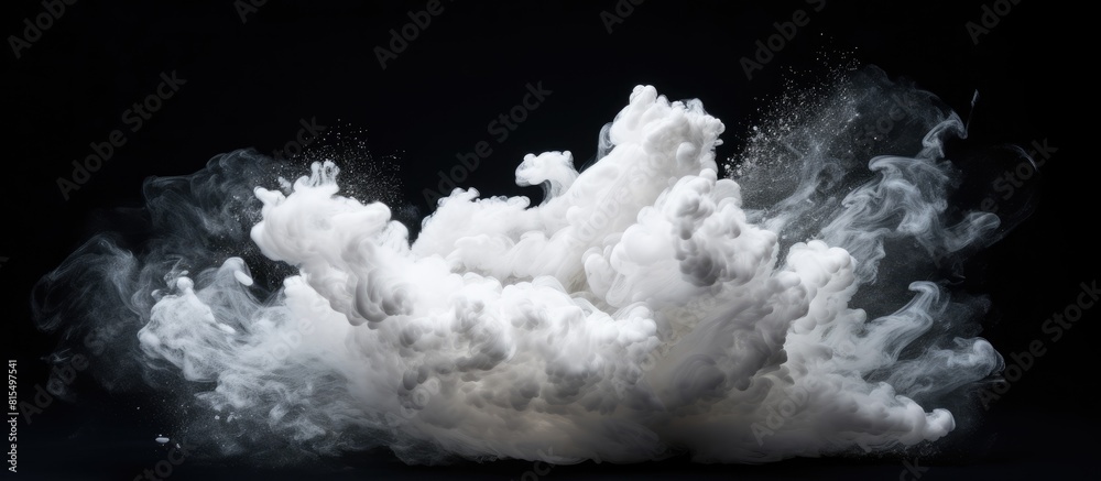 Poster An abstract design featuring a white powder cloud set against a dark backdrop showcasing a copy space image