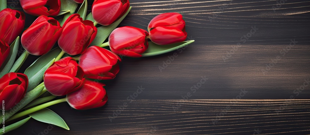 Aufkleber a valentine s day greeting card with a beautiful bouquet of tulips and a red heart providing ample c