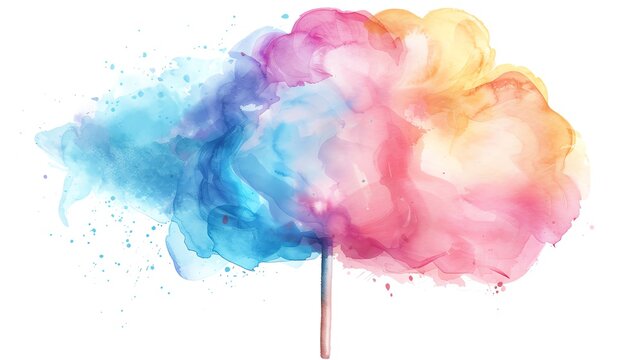recommend clip art: Rainbow cotton candy flat design, side view, cotton candy theme, water color, Triadic Color Scheme