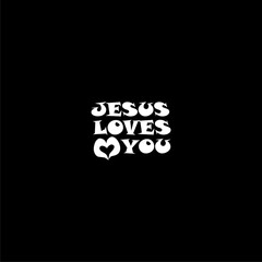 Jesus loves you simple icon isolated on dark background