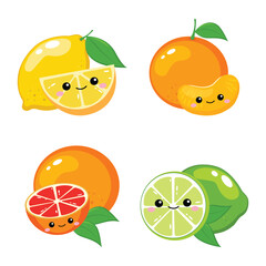 Cute citrus fruit clip art set