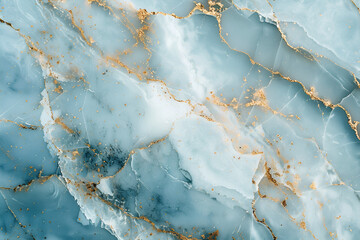 Blue and white marble texture background with cracked gold details