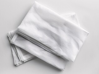 Naklejka premium White cloth napkin and silverware mockup on a solid background for branding and logo design.
