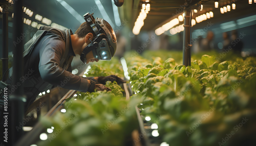 Canvas Prints researcher or scientist experiment in growing plants system. production control by artificial intell