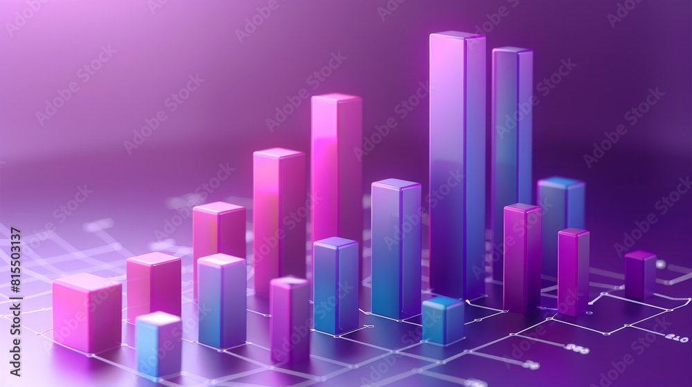 Poster a purple bar graph showing the distribution of marketing budget across various channels, highlightin