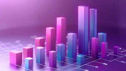 Fototapeta premium A purple bar graph showing the distribution of marketing budget across various channels, highlighting the need for strategic spending. 3d rendering. Generative AI.